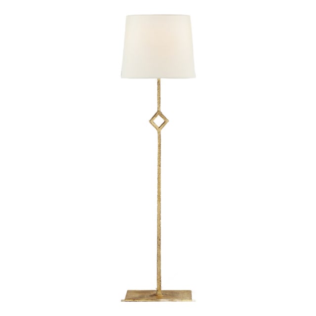 Visual Comfort Signature Cranston Buffet Lamp in Gilded Iron with Linen Shade For Sale