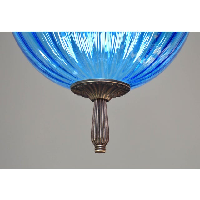 Glass Vintage Murano Blue Glass Pendant Light, 1960 For Sale - Image 7 of 11