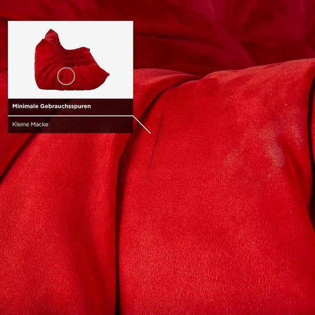 Red Togo Fabric Three-Seater Sofa Couch in Red by Michel Ducaroy for Ligne Roset For Sale - Image 8 of 13