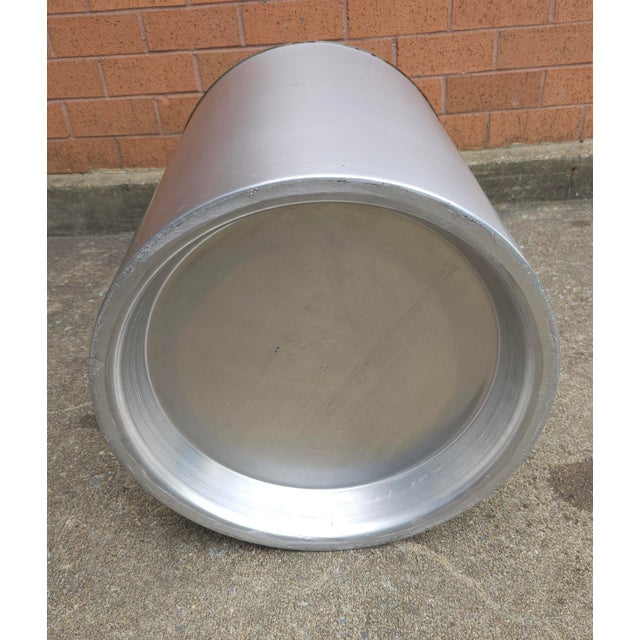 Metal Modern Brushed Nickel Cylindrical Side Table For Sale - Image 7 of 7