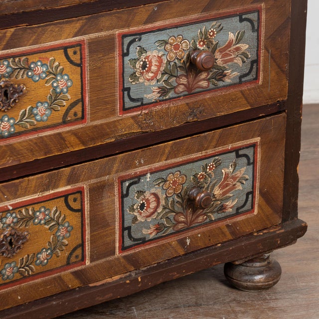 19th Century Original Hand Painted Large Chest of Three Drawers For Sale - Image 16 of 18