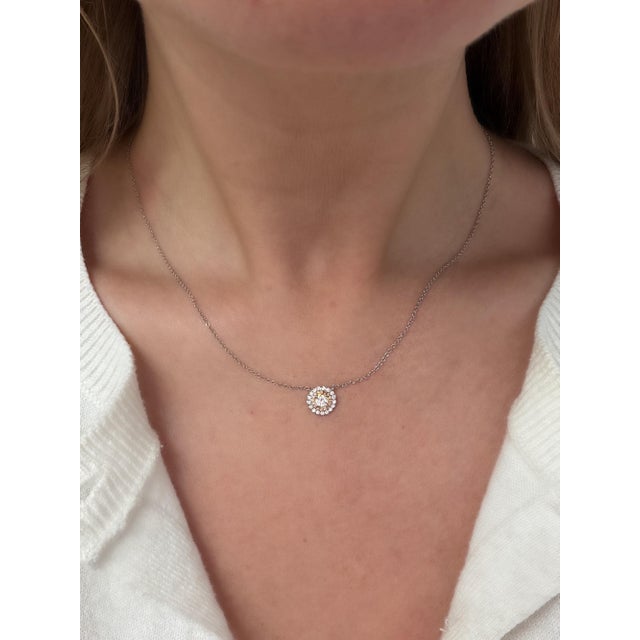 An exquisite Tiffany & Co. necklace from their Soleste Collection, showcasing vibrant round brilliant cut diamonds...