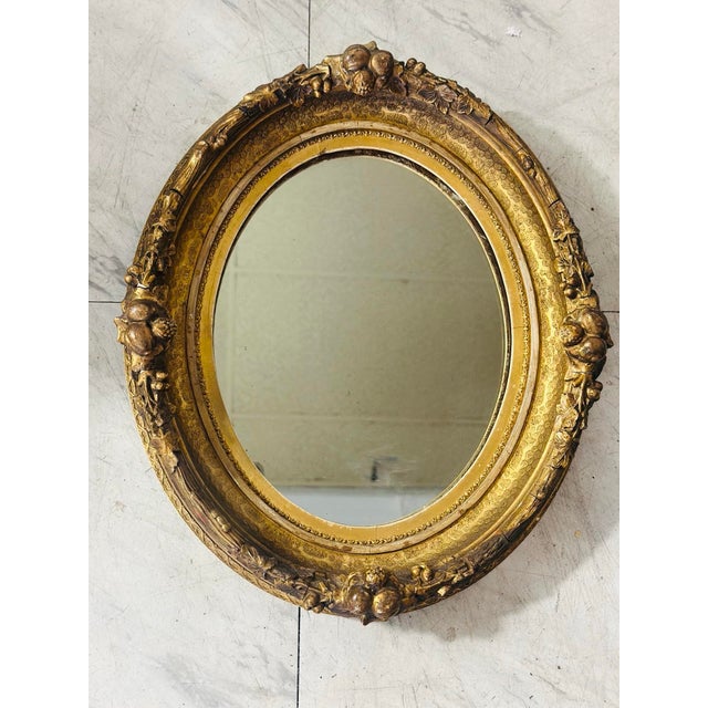 Late 19th Century Antique Gold Gilt Oval Mirror For Sale - Image 5 of 6