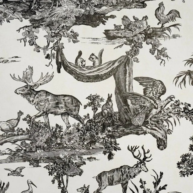 Schumacher SAMPLE - Schumacher Western Toile Wallpaper In Carbon For Sale - Image 4 of 7