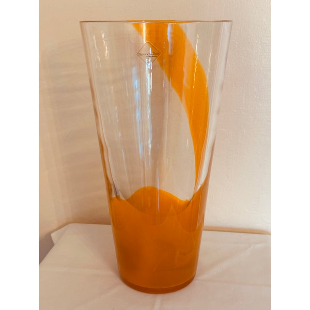Abstract Expressionism Barovier & Toso Orange Murano Glass Vase For Sale - Image 3 of 11