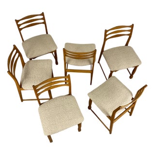 Vintage Oak Ladder-Back Dining Chairs by Henning Kjærnulf, Denmark, 1960s, Set of 6 For Sale