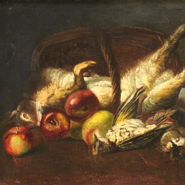 French painting from the first half of the 20th century. Oil on canvas framework depicting still life with game of good...