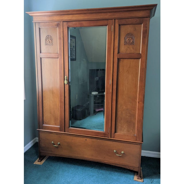 Antique Walnut Art Nouveau Wardrobe Armoire Chairish