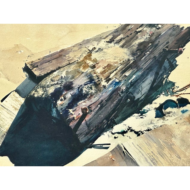 Mae Bertoni Large Abstract Framed Watercolor Framed Painting For Sale - Image 4 of 8