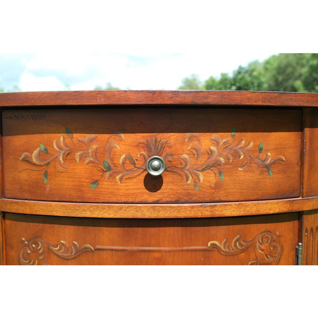 Brown Ethan Allen Paint Decorated Demilune Commode For Sale - Image 8 of 18