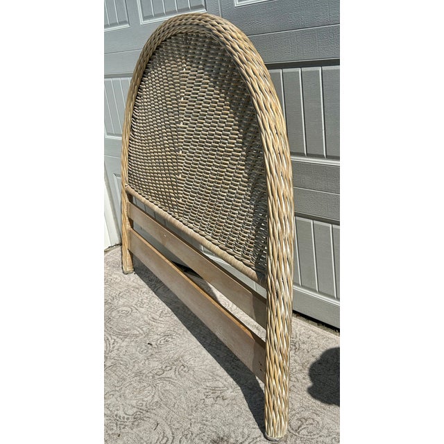 Vtg. Palecek Coastal Style Rattan Queen Size Rounded Headboard For Sale - Image 12 of 13