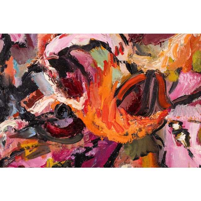 Philip Evergood Orchids in my Studio Signed Modern Expressive Oil Painting For Sale - Image 9 of 11