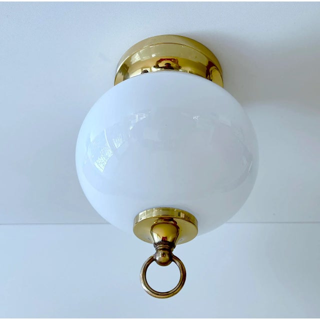 Vintage Glass and Brass Ceiling Light from Limburg For Sale - Image 6 of 11