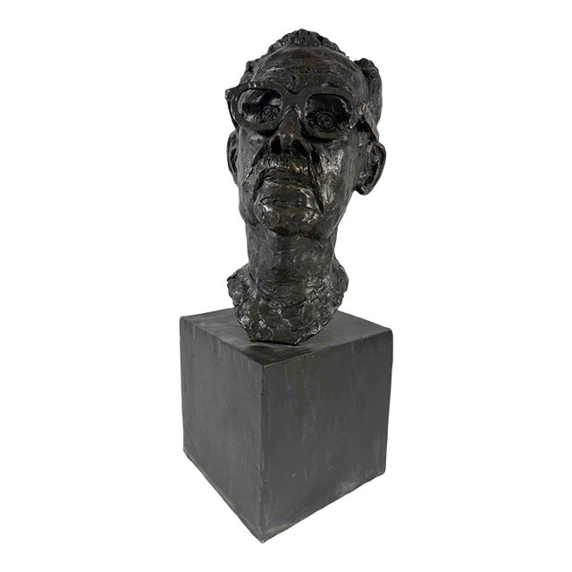 "Hbs Head I" — Bronze Self-Portrait Bust, Herbert Simon Estate, 1999 For Sale