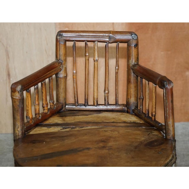 Set of Chinese Bamboo Primitive Occasional Chairs, 1800s For Sale - Image 6 of 18