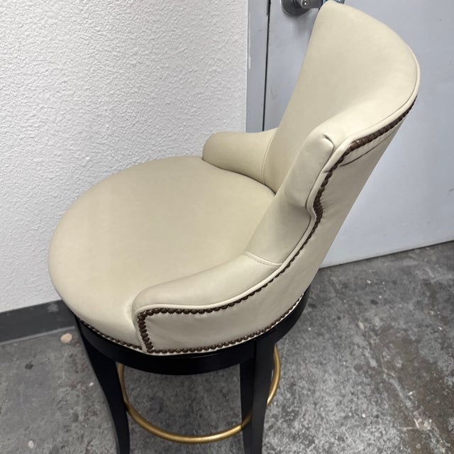Century Furniture Tracy Leather Swivel Bar Stool For Sale - Image 10 of 12
