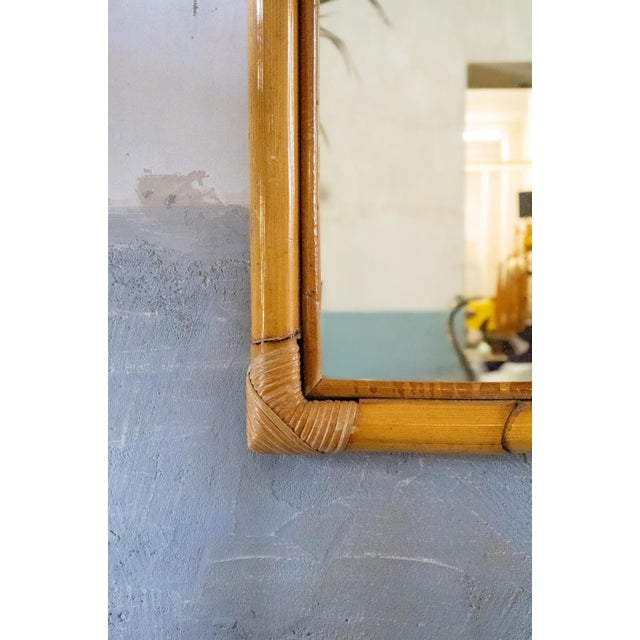 Vintage Rectangular Bamboo Wall Mirror, 1970s For Sale - Image 3 of 5