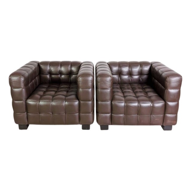 Kubus Club Chair in Leather by Josef Hoffmann for Wittmann For Sale