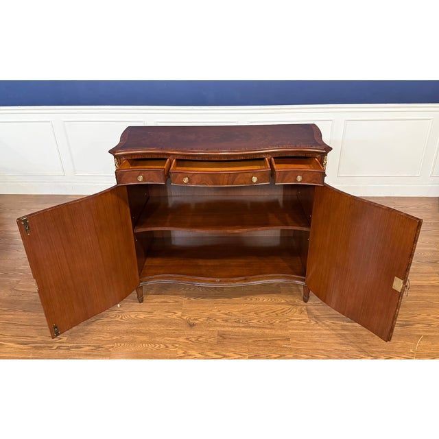 Serpentine Mahogany Two Door Cabinet by Leighton Hall - Showroom Sample For Sale - Image 10 of 12