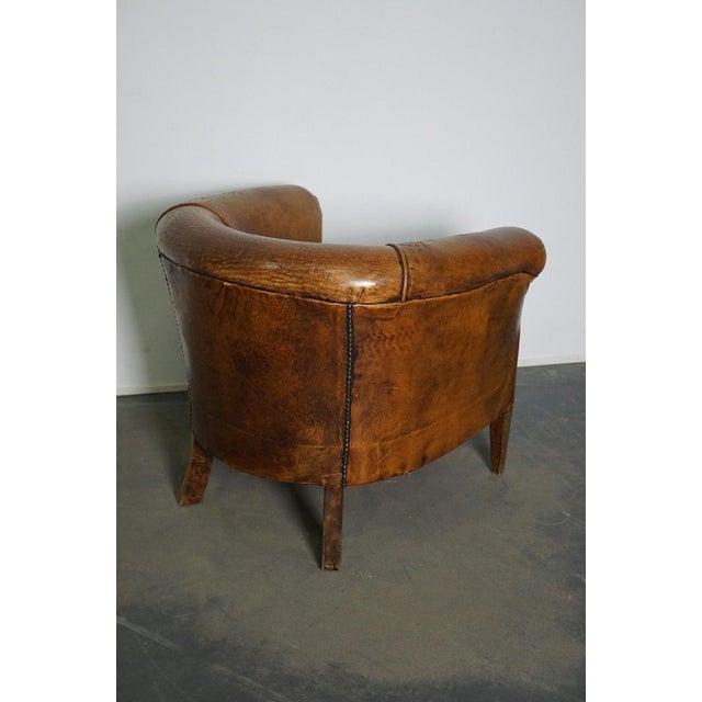 Vintage Dutch Cognac Leather Club Chair For Sale - Image 9 of 18