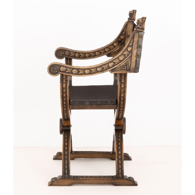 Renaissance Revival Walnut Savonarola Chair For Sale - Image 10 of 11