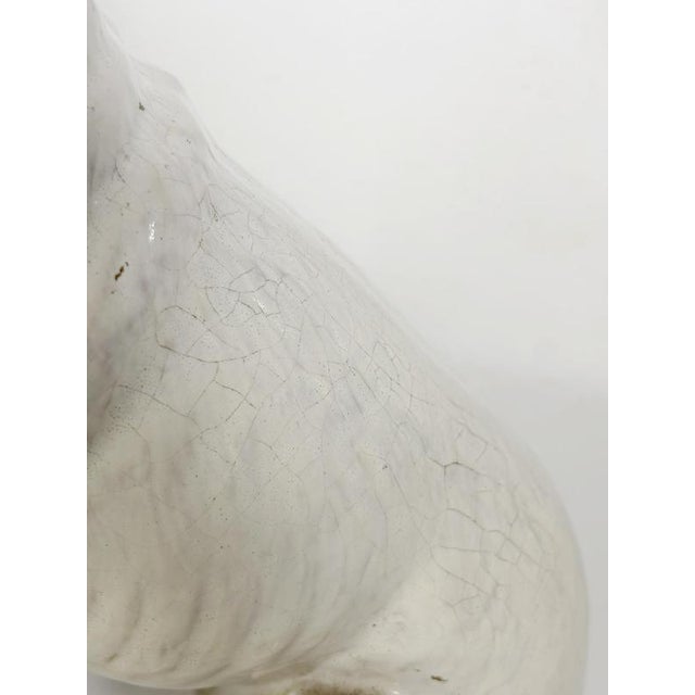 Brown White Glazed Ceramic Dog Sculpture, France, 1970s For Sale - Image 8 of 16