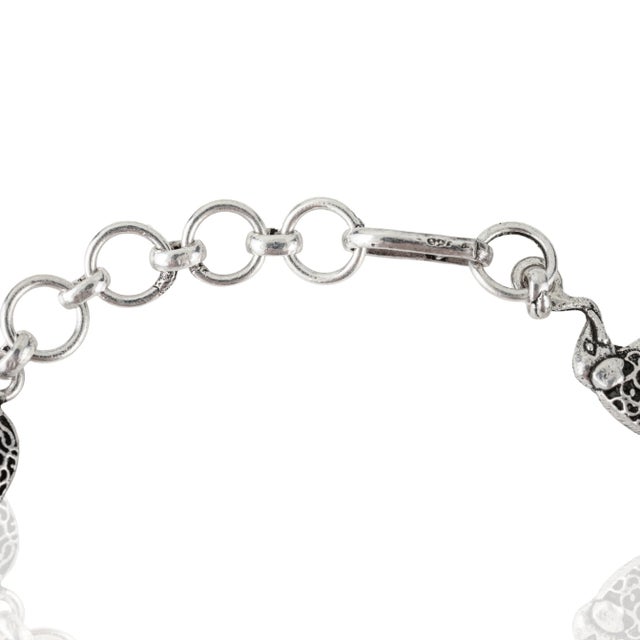 Carat&her 925 Sterling Tribal Style 7.5 Inch Bracelet With Elephant Carvings For Sale - Image 4 of 5
