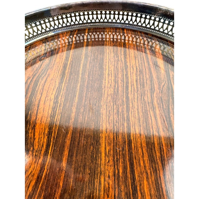 Mid-Century Modern Mid 20th Century Sheffield Silver Gallery Tray With Faux Rosewood Formica Insert For Sale - Image 3 of 9
