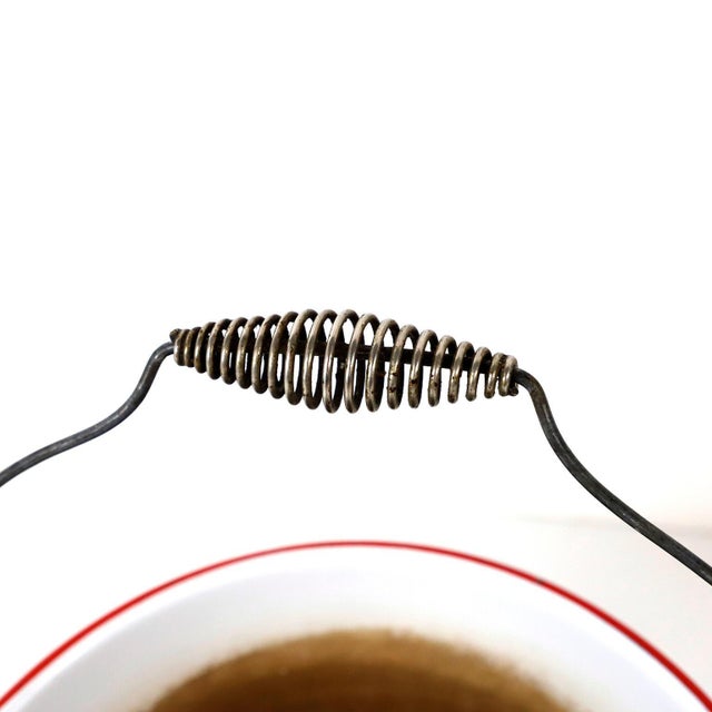 Vintage Mexican White Enamel Bucket For Sale - Image 4 of 4