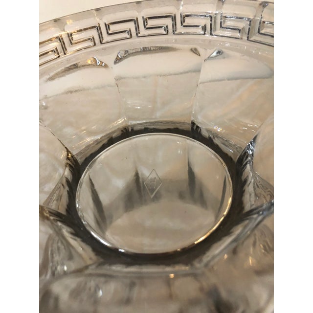 Vintage 1930s Heisey Greek Key Punch Bowl and Stand With Cups - 15 Piece Set For Sale In New Orleans - Image 6 of 13