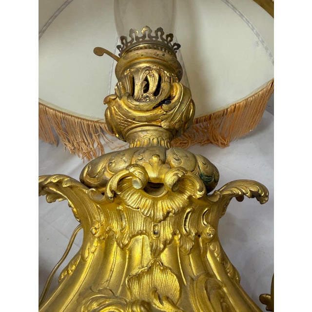 Large Antique 1800's Ornate Louis XVI Dore Bronze Electric Oil Lamp Chandelier For Sale In New York - Image 6 of 16