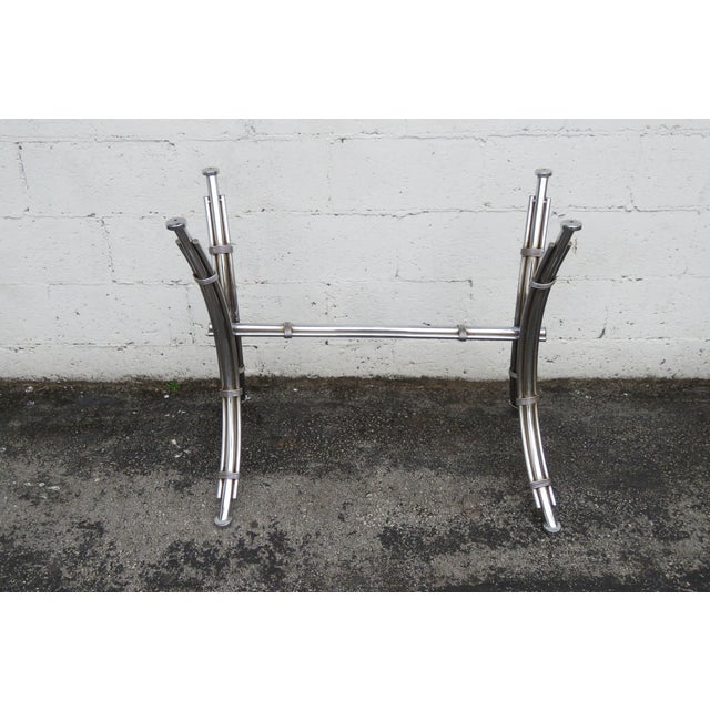 Chrome Bamboo Glass Top Dining Dinette Table With 4 Chairs on Casters 6289 For Sale - Image 12 of 18