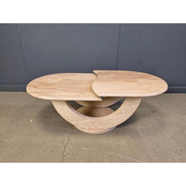 Beige Vintage Travertine 2-Tier Coffee Table, 1970s For Sale - Image 8 of 10