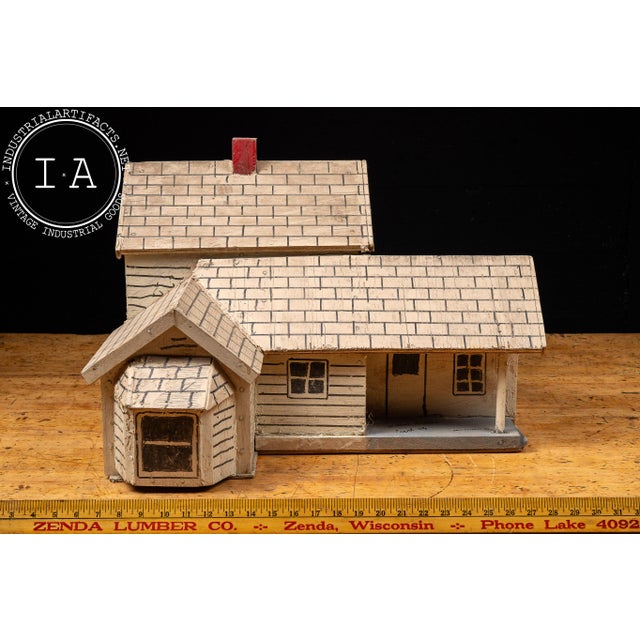 Antique White Folk Art Handcrafted Wooden Farmhouse Architectural Model For Sale - Image 8 of 8