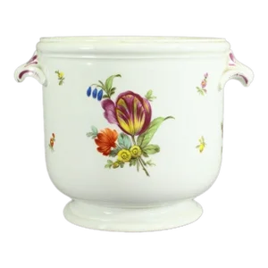 Authentic 1749-1770 Vienna Porcelain Cachepot With Floral Sprays, Beehive Mark