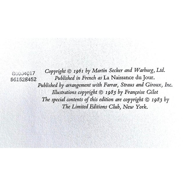 1983 Limited Edition Book, "Break of Day", Colette (Novel); Françoise Gilot, (Signed) (Illustrations), Enid McLeod (Translation) For Sale - Image 16 of 18