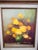 Charming vintage original floral still life painting signed Robert Cox at lower right. A lush arrangement of golden yellow...