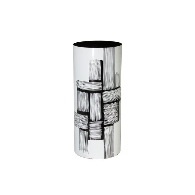 Metal Mid-Century Italian Black and White Enameled Copper Umbrella Stand, 1960s For Sale - Image 7 of 7