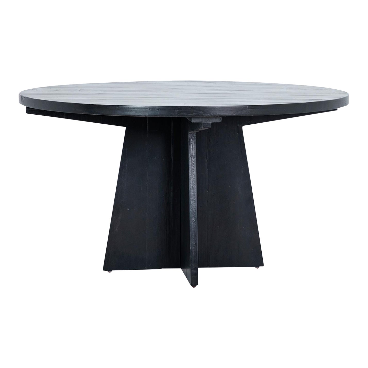 Modern Round Black Wood Dining Table | Chairish