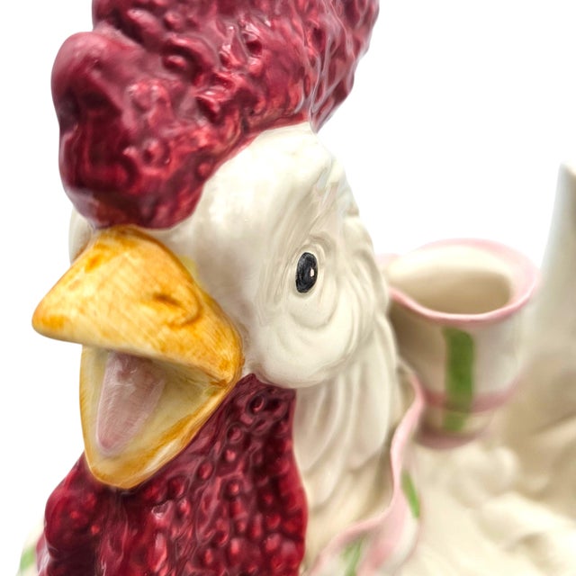 Kaldun & Bogle Large Hand-Painted Ceramic Rooster Figurine, Country Farmhouse Style For Sale - Image 10 of 13
