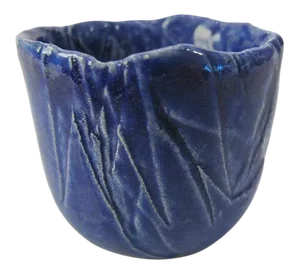 Cobalt Blue Japanese Studio Pottery Tea Sake Cup Signed With Kanji