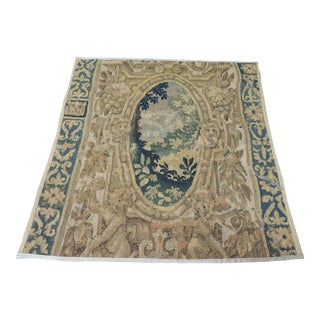 19th Century Green and Gold Verdure Tapestry Fragment For Sale