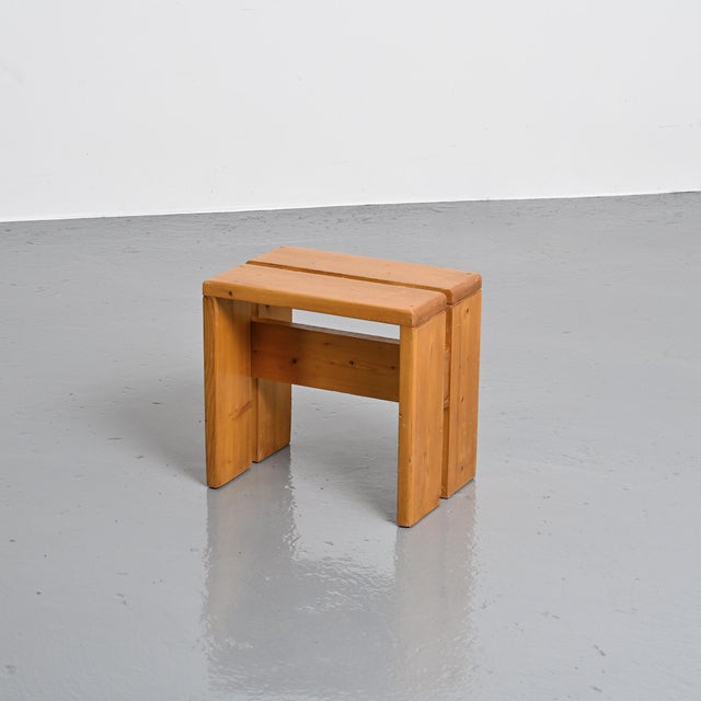 Vintage Pine Stool from Les Arcs, 1970s For Sale - Image 3 of 15