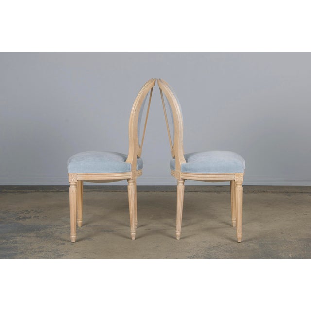 Blue French Louis XVI Style Painted Dining Chairs W/ Light Blue Velvet - Set of 6 For Sale - Image 8 of 12