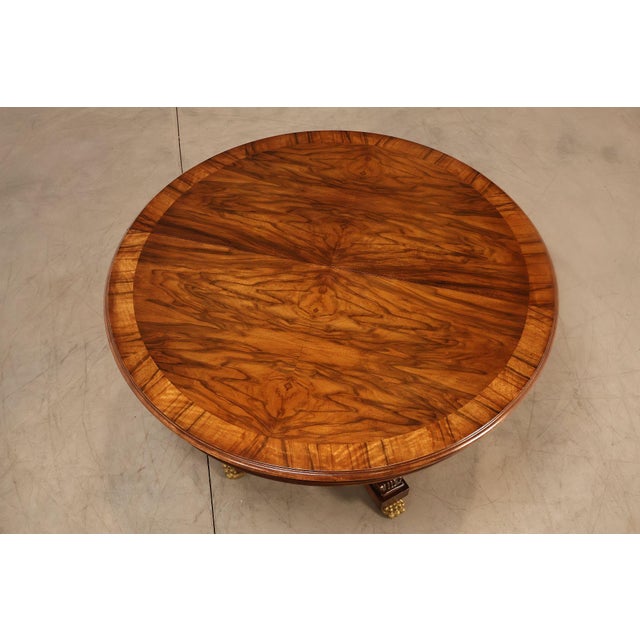 Karges Walnut Round Extendable Dining Table With Three Leaves For Sale - Image 12 of 18