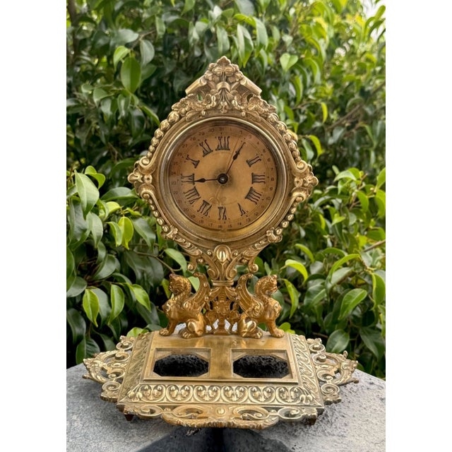 Victorian Antique Ansonia “Parlor Ink No. 3” Calendar Desk Clock For Sale - Image 3 of 10