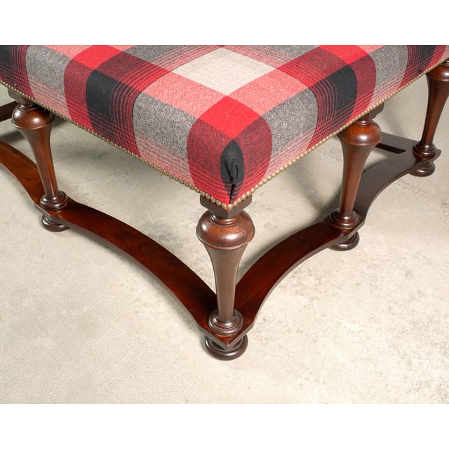 Red Ralph Lauren Mahogany Plaid Sadler Cocktail Ottoman 4 Ft. For Sale - Image 8 of 18