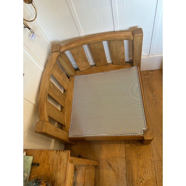 Vintage Oak Corner Lounge Chair With New Upholstered Cushions For Sale - Image 14 of 15