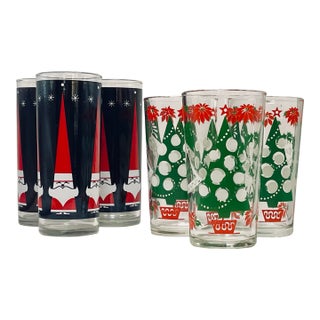 Vintage Christmas Glasses- Set of Six For Sale