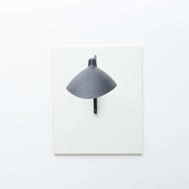 Mid-Century Black Metal Wall Lamp in the style of Serge Mouille, 1950s For Sale - Image 3 of 12